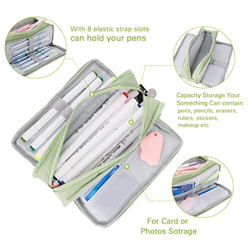 Image of iSuperb Large Pencil Case 3 Compartments Pencil Pouch Big Capacity Pencil Bag for Kids Teen Girls Boys Student School Supplies Oxford Organizer Pen Bag Cosmetic Makeup Pouch