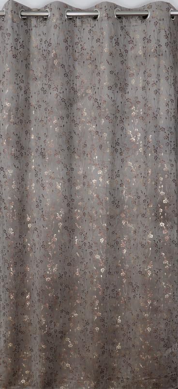 GEET CREATIONS Nature-Inspired Metallic Floral Pattern Room Darkening Velvet Curtains for Window 6 Feet,(Pack of -1, Dark Grey) 2