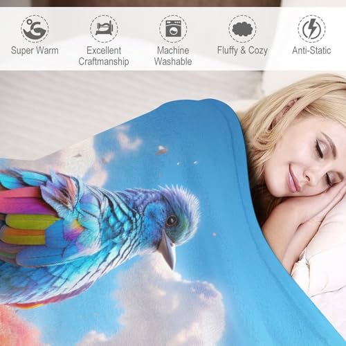 Manta suave para sofá con estampado de pájaros ideal como regalo de hogar 6