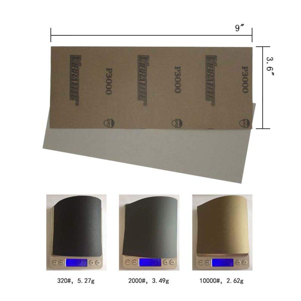 Feuilles abrasives 9 x 3,6 pouces 60 à 10 000 grains assortis papier abrasif sec et humide pour le ponçage automatique du métal, 50 pièces, mixte