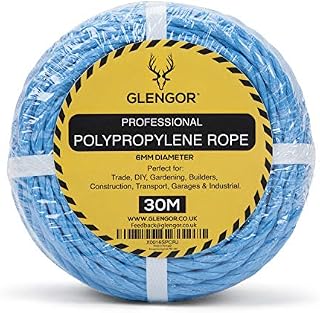 Glengor 30m x 6mm Blue Polypropylene Rope | Professional Grade | Perfect for DIY, Trade, Builders, Gardening, Transport, Garages & Industrial.