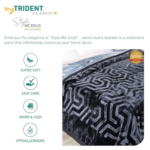 Image of MYTRIDENT Classic Style Me Solid Double Mink Blanket, 4kg, 100% Polyster, Periwinkle