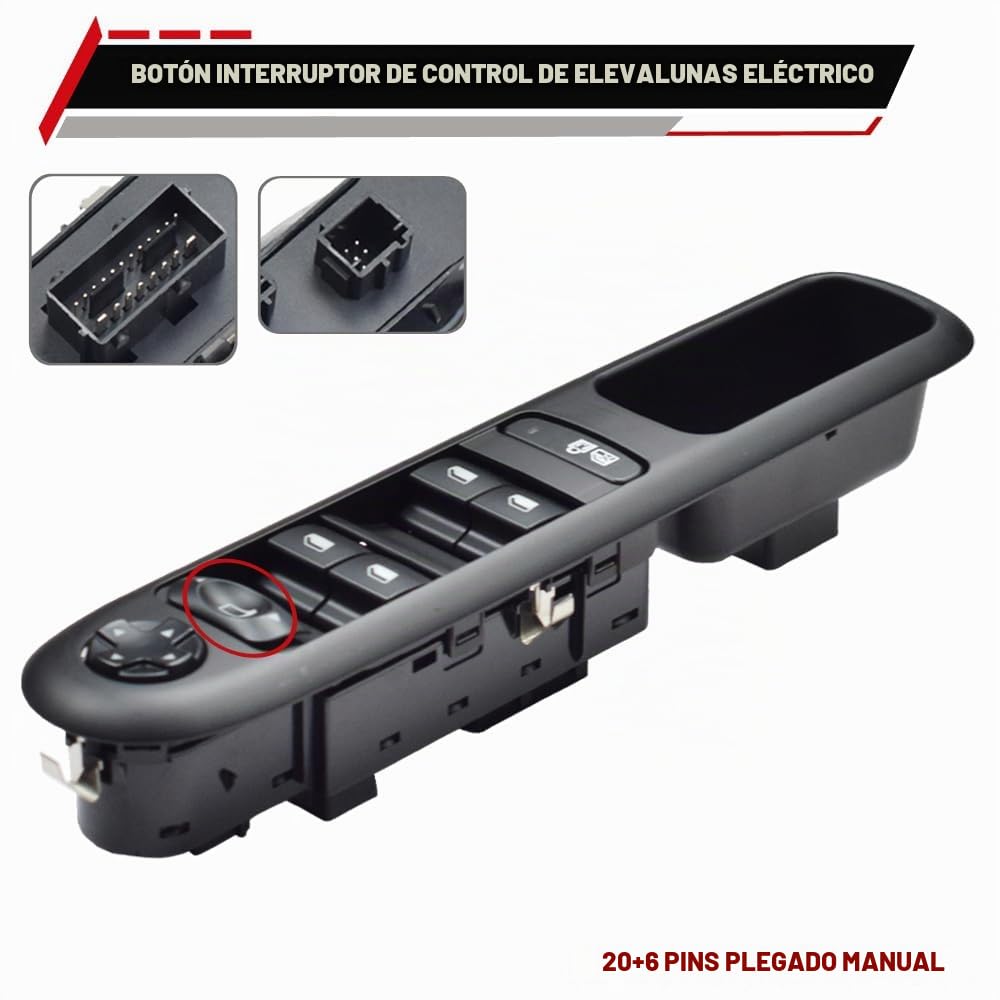 96650620ZD Interruptor del elevalunas delantero izquierdo para Peugeot 3008 5008 Wagon 2009-2016 96650621ZD (96650620ZD-Plegado manual)