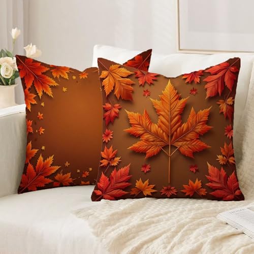Housse de coussin orange 65x65 cm en lin imperméable pour canapé - 3