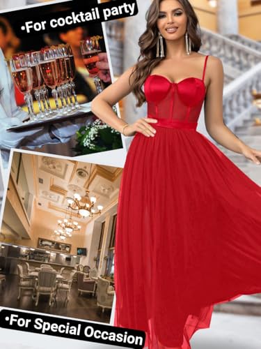 Image of ChiaoLezhee Womens Sexy Maxi Corset Dress, Cocktail Prom Wedding Guest, Bridesmaid Formal Dresses for Women, Birthday Outfits