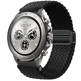 GIOPUEY 22mm Cinturini Magnetica Compatibile con Mibro Watch GS Explorer/Explorer S, Cinturino in Morbido Nylon Intrecciato [Unisex] [Traspirante] - Black