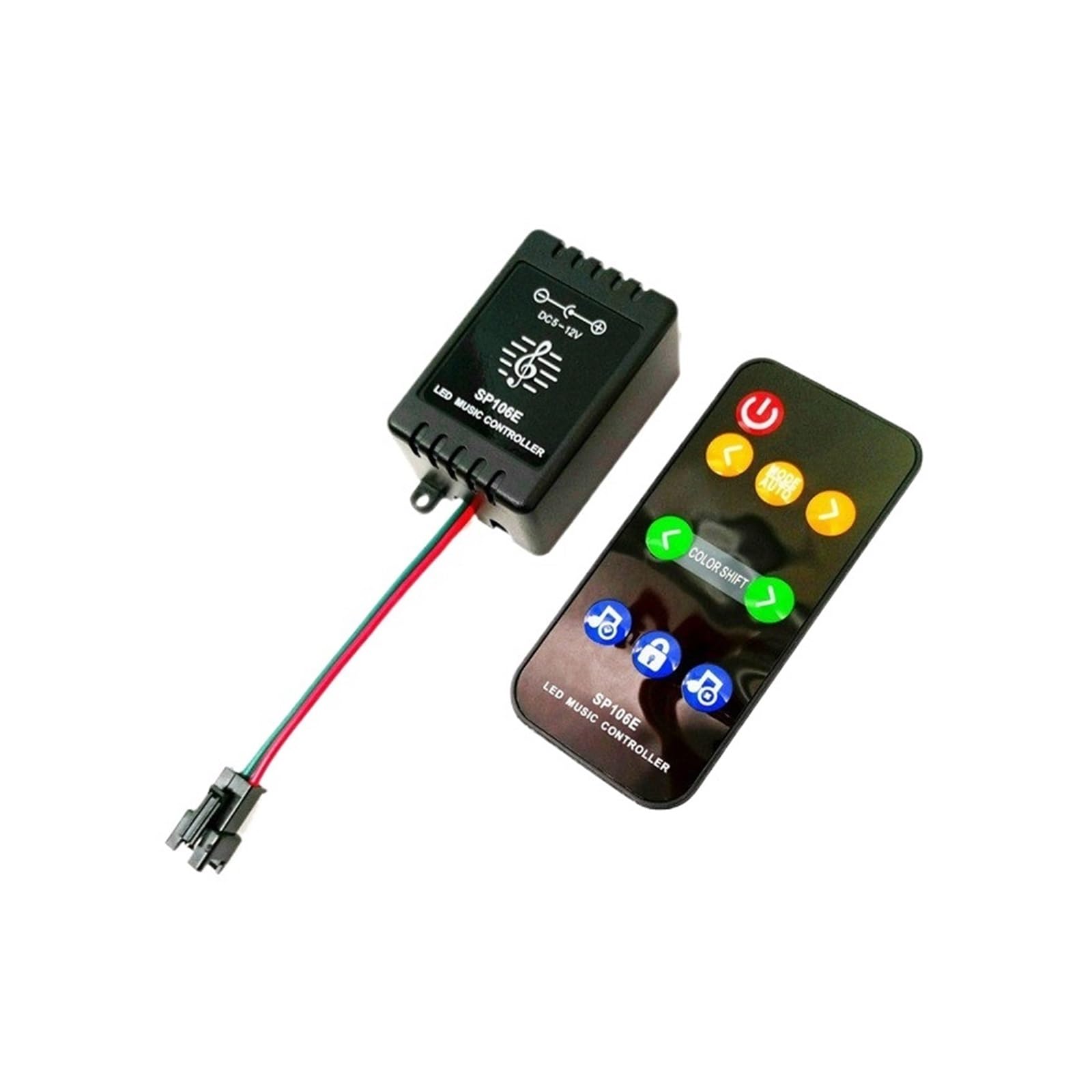 SP106E kontroler muzyczny DC 5 V - 12 V RF Pixel IC SPI kolorowa dioda LED do taśmy WS2812 WS2811 WS2812B SK6812