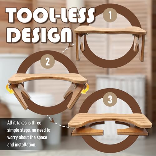 MaxEarn Foldable Toilet Stool Bamboo, 7" Wooden Squatty Potty with Non-Slip Mat, Collapsible Footrest Squatting Poop Stool, Footstool Anti Constipation for Bathroom - Image 5