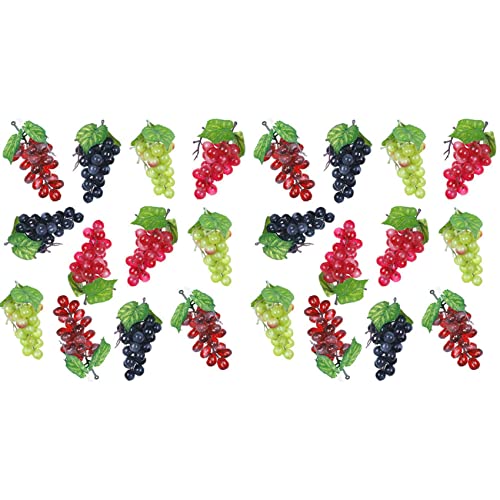 Giwnhvx - Juego de 24 racimos de uvas artificiales de simulación decorativa realista y falso uvas racimos para boda, vino y cocina, centro de mesa