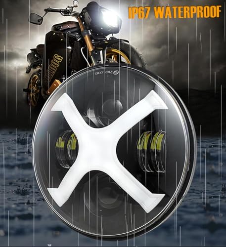 Image of Vagary 7-inch LED X-Style Motorcycle Headlight with White /Amber DRL Bullet Classic /Standard Motorcycle & THAR CARS 7 INCH