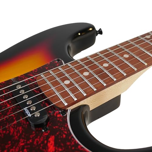 Image of SEST230 HSS Electric Guitar with Bag | Beginner Electric Guitar Kit, HSS Pickups, Basswood Body, Maple Neck & Rosewood Fretboard, Tremolo Bridge| Includes Padded Gig Bag & Allen Key (Sunburst)