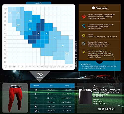 Defender Wintergear Compression Baselayer Pants Legging Shorts Tights Ski RE_L - Thumbnail 4