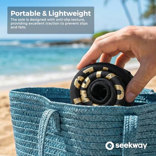 Image of SEEKWAY Water Shoes Women Men Adult Quick-Dry Aqua Socks Barefoot Non Slip for Beach Swim River Pool Lake surf Black SK002(U)