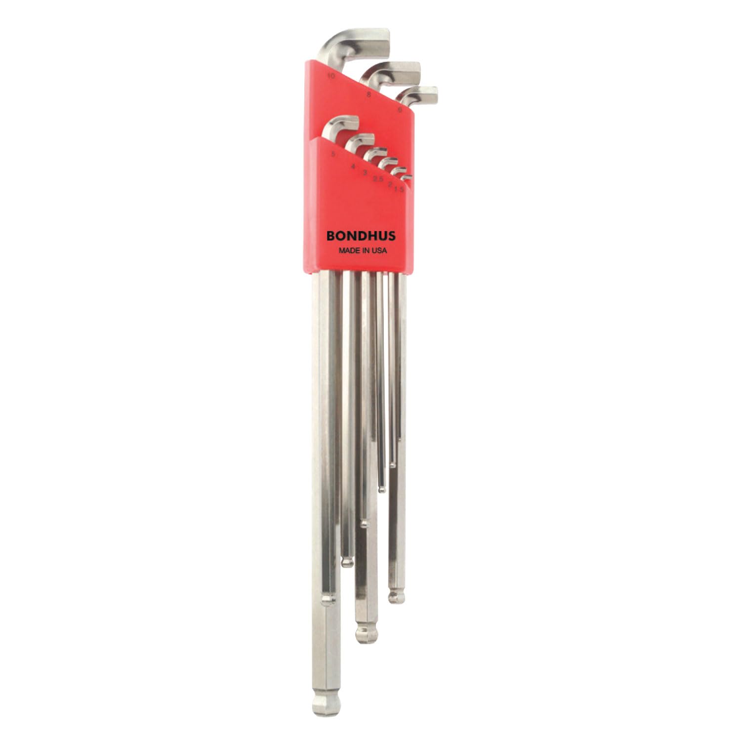 Bondhus 16799 9 PC Stubby Ball End Tip Hex Key L-Wrench Set BriteGuard,Long Arm