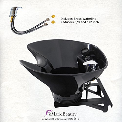 Adjustable Wall-Mounted Tilting Shampoo Bowl, Black Salon Sink, Beauty Salon Equipment for Hair