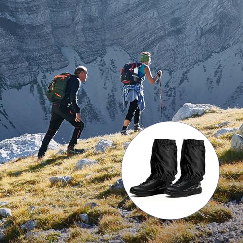 KQDRAVINE Gamaschen Wandern Wasserdicht mit Aufbewahrungsbeutel, Gaiters Gamaschen Fahrrad Regenstulpen mit Schuhhaken Leichte, Outdoor Beinschutz für Wandern, Trekking, Schnee, Jagd, Regen, Schwarz