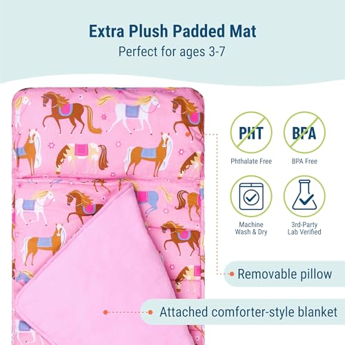 Image of Wildkin Kids Original Nap Mat - Cozy Kids Sleep Mat with Pillow, ideal for School & Travel