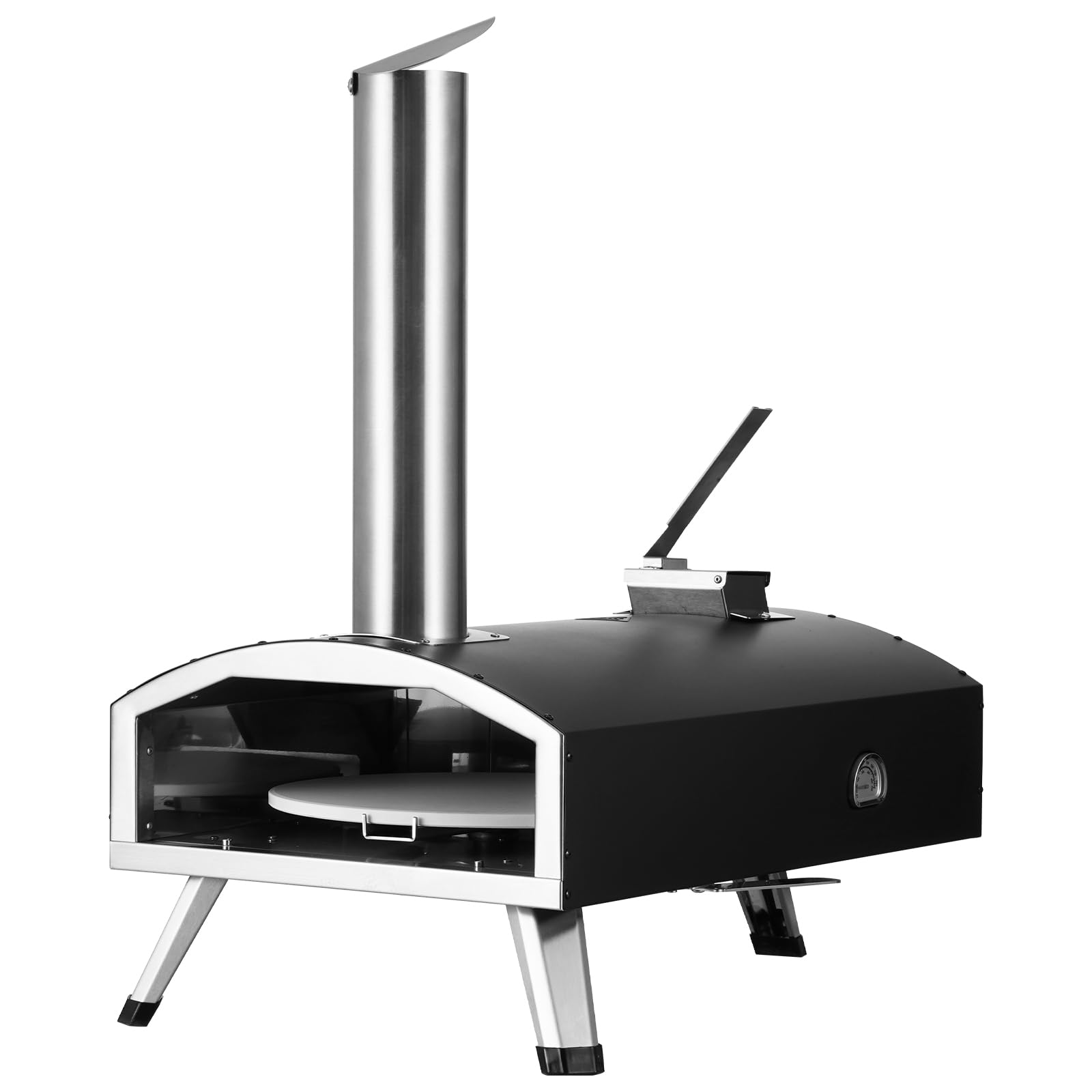 VEVOR Four à Pizza d’Extérieur 12 pouces, Four à Bois Portable Tri-Combustible, avec Pierre Rotative 210° et Pelle, pour Camping Jardin