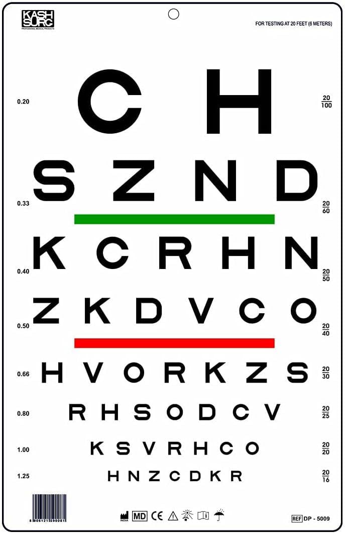 KASHSURG Sloan Chart with Red/Green Lines 20 Ft_169_Pack of 21