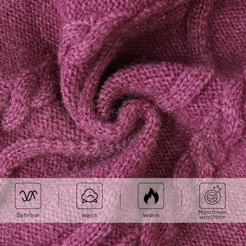 Queenmore Dackel Pullover Hundepullover Mittelgroße Hunde Wärme Hundepulli Strick Pullover Hund Strickmantel Mit Zopfmuster Hundepullover Französische Bulldogge Bulldog, Pflaume, M