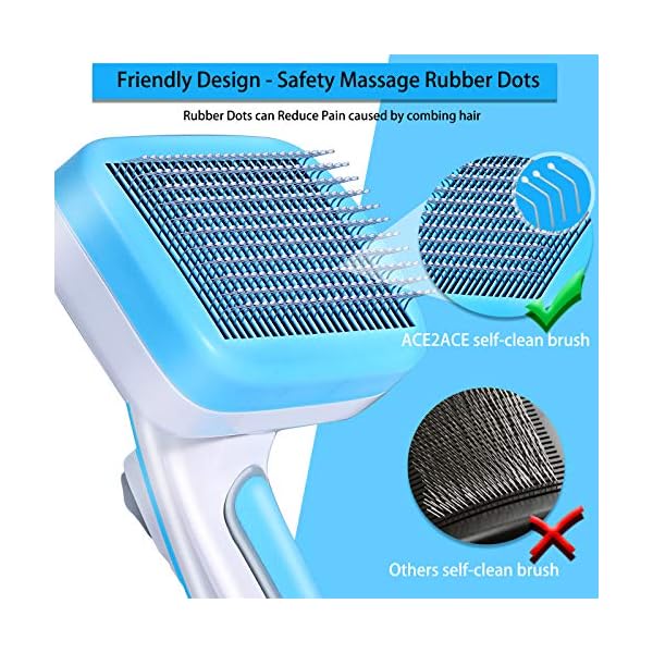 ACE2ACE Dog Brush, Dog Slicker Brush Self-Cleaning Pet Grooming Brushes for Long and Short Haired Dogs Shedding Hair, Mats and Loose Fur ACE2ACE Dog Brush, Dog Slicker Brush Self-Cleaning Pet Grooming Brushes for Long and Short Haired Dogs Shedding Hair, Mats and Loose Fur