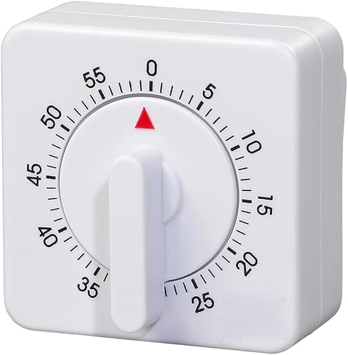 1Pc White Mechanical 60 Minutes/1 Hour Short Timers Kitchen Alarm Clock Egg Timer Countdown Timer with Loud Alarm Time Management Tool for Household Kitchen Cooking Baking Kitchens Gadgets
