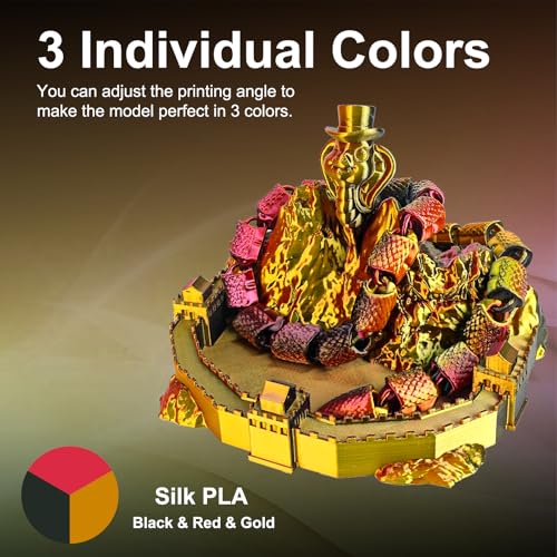 Image of ERYONE Silk Tri Color PLA Filament 3D Printer 1.75mm + /- 0.03mm, Multicolor Filament Tricolor PLA 1KG(2.2lbs) Cardboard Spool, Red Gold Black