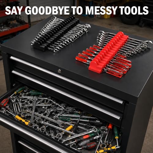 Image of 120 pcs Modular Wrench Organizer for Tool Drawers (Black & Red & Blue)
