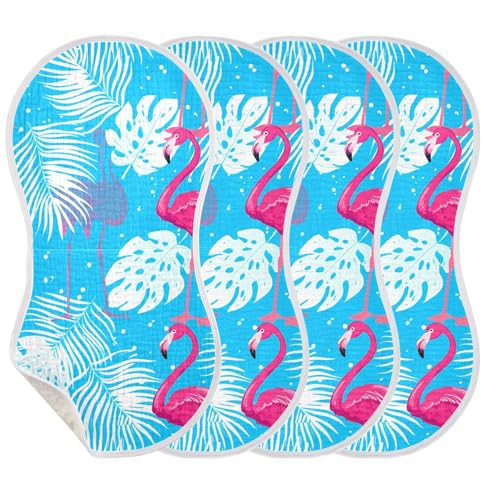 xigua Flamingos Standing Baby Burp Cloths for Newborn Boys and Girls 4 Pack, Soft & Absorbent Cotton Baby Burp Cloth, Baby Washcloths, Newborn Towel, Burp Rags3