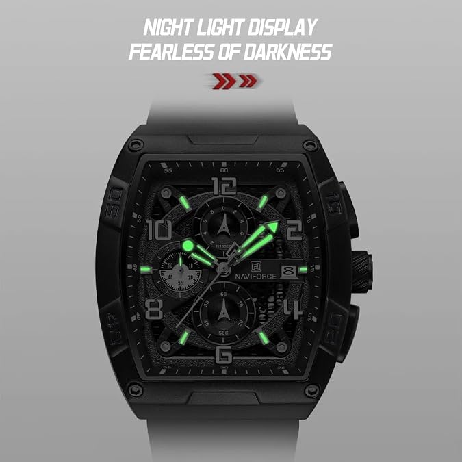 NAVIFORCE Men's Watch Fashion Sport Wrist Watches (Chronograph/Waterproof/Luminous/Calendar) Silicon Strap Quartz Watch for Men