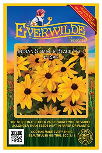 Everwilde Farms - 100 Indian Summer Black-Eyed Susan Native Wildflower Seeds - Gold Vault Seed...