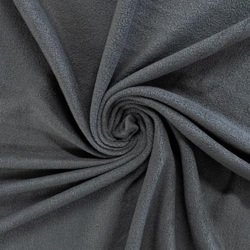 Soft Plain Fleece Fabric, 300g/m2, 100% Polyester, Anti-Pilled, Lightweight Brushed Material, Many Colours Available (Slate, Per Metre)
