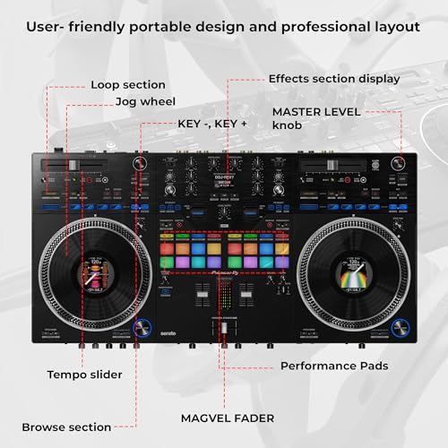 Image of Pioneer DDJ-REV7 Scratch-Style 2-Channel Professional DJ Controller Bundle with Case, HDJ-X5-K Headphones, XLR Microphone Cable, TRS to Dual TS Breakout Cable, and Austin Bazaar Polishing Cloth