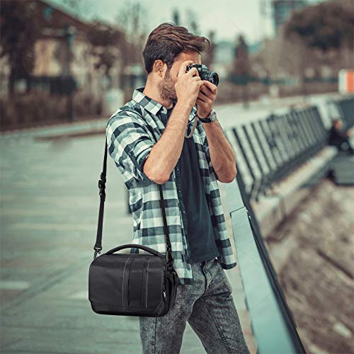 Estarer Camera Shoulder Bag Case, DSLR Camera Bag Water-Resistant for Nikon, Canon, Sony, Fuji Instax, Mirrorless Cameras and Lenses