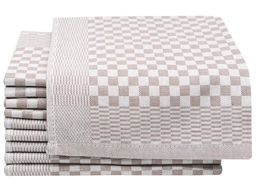 ZOLLNER Lot de 10 torchons en Coton de 46x70 cm - Super absorbants et Robustes - lavables jusqu'à 60°C - à Carreaux Marron - qualité gastronomique -...