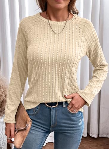 Image of Dokotoo Womens Tops Long Sleeve Lightweight Shirts 2026 Spring Fashion Clothing Trendy Tops Crewneck Knit Basic Tee