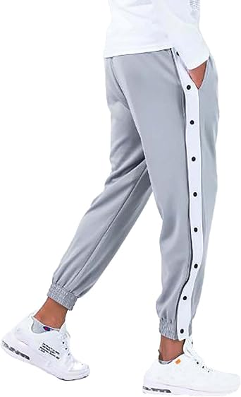 Tear Away Pants for Men Side Snap Button Down Joggers Elastic Waist