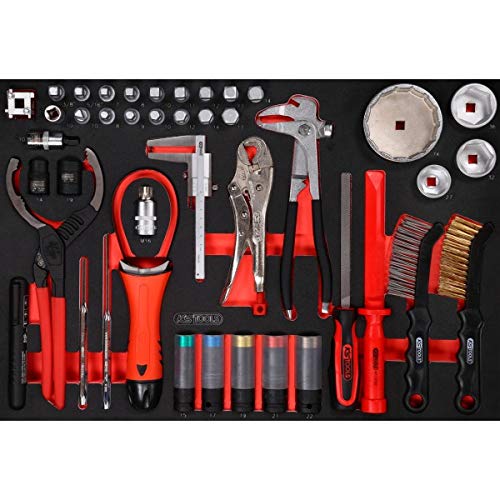 KS Tools 810.7397 PERFORMANCEplus Werkstattwagen P10 mit 8 Schubladen, bestückt mit 397 Werkzeugen in 7 Einlagen für 7 Schubladen, 853 x 1026 x 527 mm – Bild 7