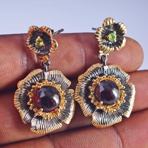 Boucles d'oreilles pendantes légères en grenat sans irritation d'oreilles
