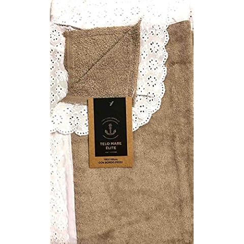 Toalla de playa con borde de sándalo, 100% algodón Cover