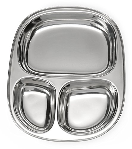 Lifestyle Block Stainless Steel Divided Plate Tray 3 Compartment Kid’s Plate – Small Divided Serving Kid Plate Snack Treat