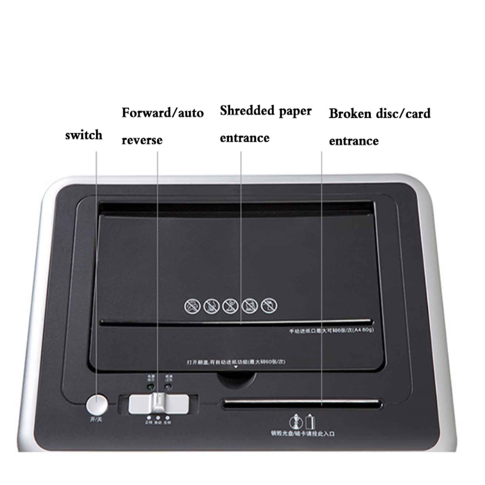 Distruggidocumenti per impieghi gravosi, distruggidocumenti per Ufficio, riservatezza a 4 Livelli, (60 Fogli Automatico/6 Fogli Manuale), Grande capacità di 22 Litri, Supporto per CD Distrutti, Cart