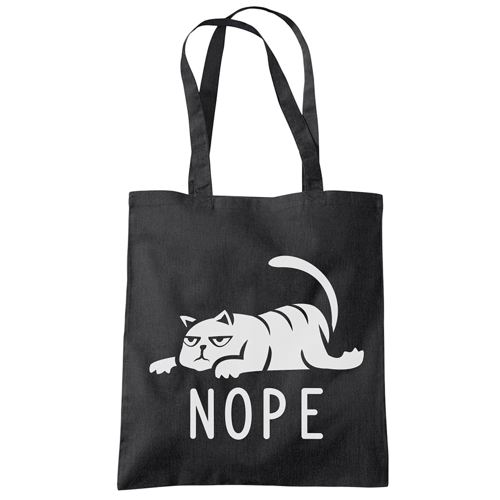 HotScamp Nope Cat - Tote Shopping Bag - Pet Lazy Sloth One size black