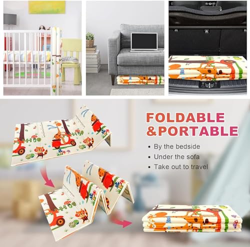 Tarkan Extra Large Reversible Baby Play Mat, BPA Free Learning & Crawling Foldable Foam Mat (6.5x5 ft, 0.6cm Thickness) Alphanumeric-Giraffe (Image - 6)