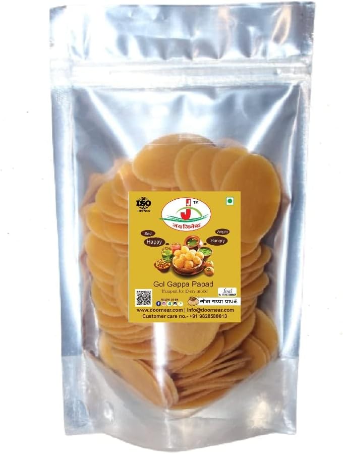 Jai Jinendra Ready to Fry Dry Dry GolGappa Pani Puri Pani Puri Papads 900 gm + Pani Puri Masala 100gm