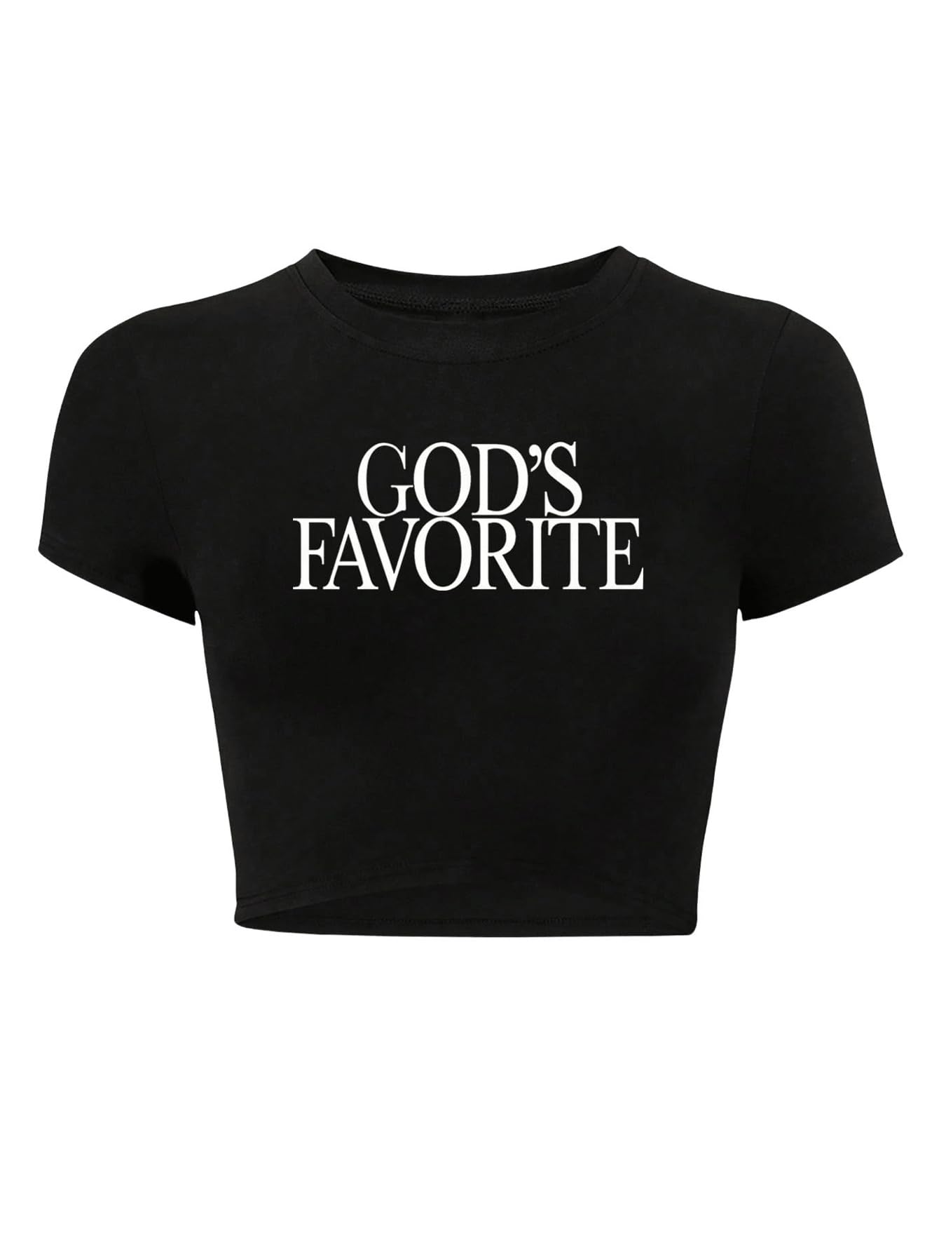 Women's Letter Graphic Print Baby Tees Cropped Top Y2K Short Sleeve Slim Fitted Cropped T-Shirt Tops