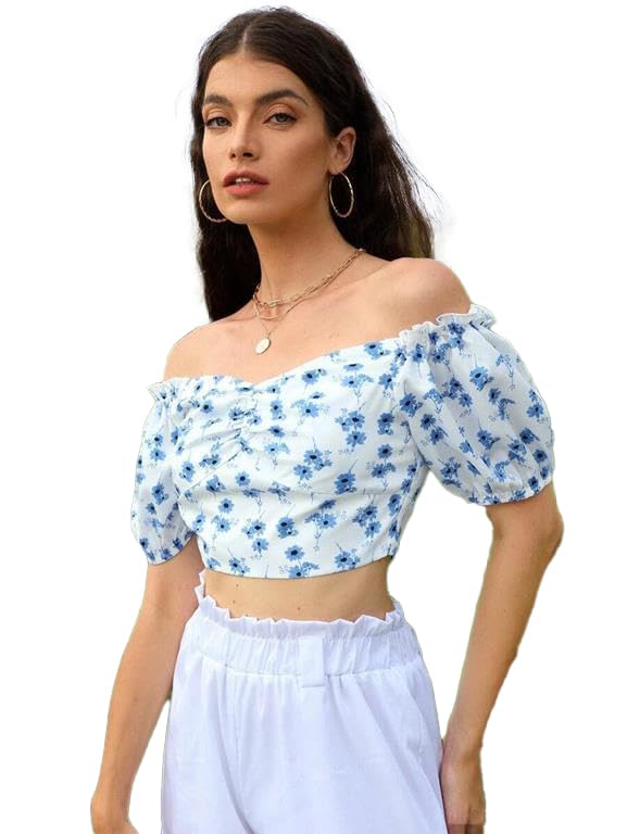 Image of KOTTY Women's Polyester Regular Fit Off Shoulder Neck Solid Top