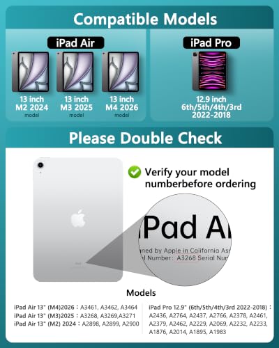 Image of Clear Keyboard Case for iPad Air 13 Inch (M4 /M3 /M2, 2026 /2025 /2024) & iPad Pro 12.9 Inch (6th /5th /4th /3rd Gen), 7-Color Backlit Keyboard with Touchpad, 360 Rotating Stand, Pencil Holder, Blue