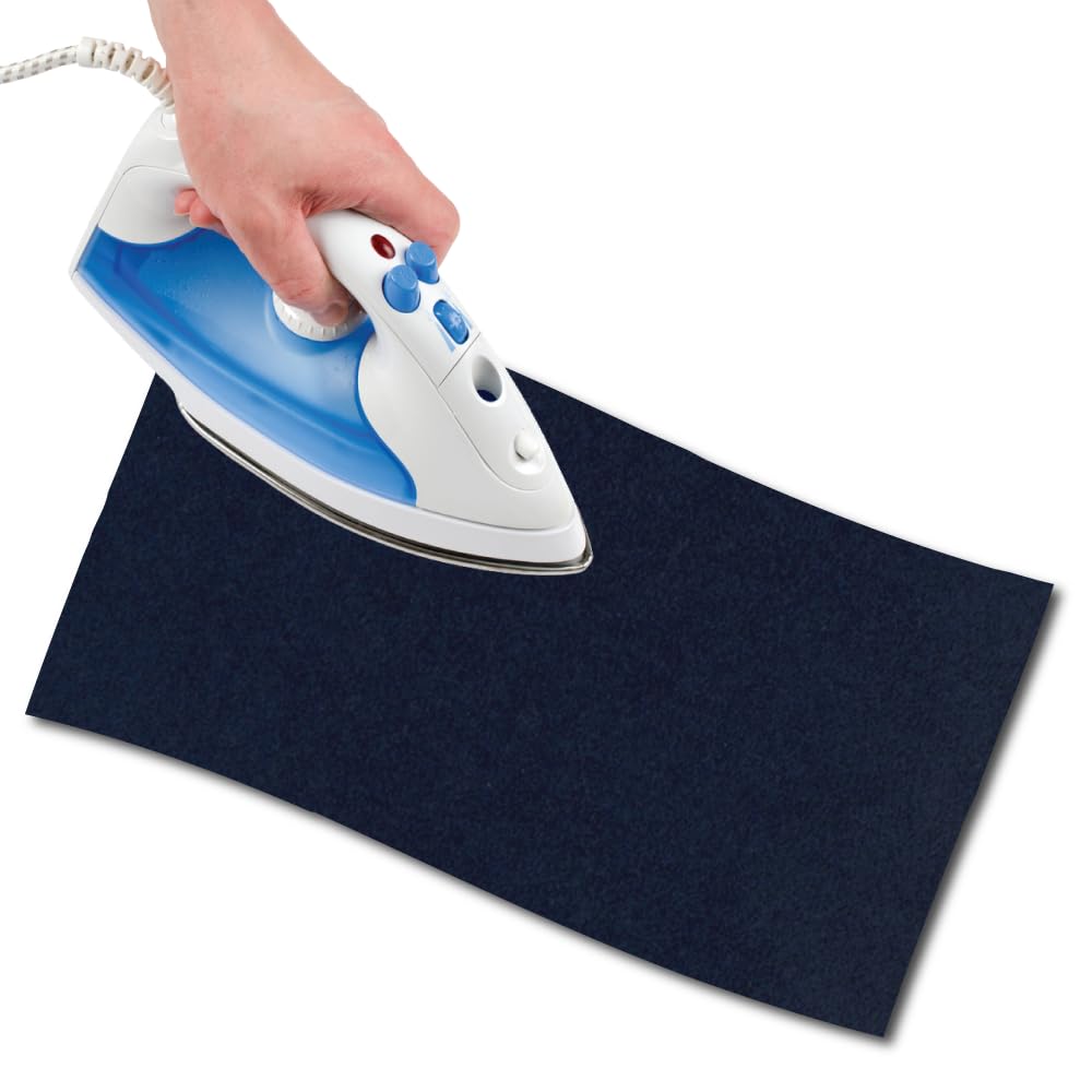 Toppe Termoadesive Scamosciate Blu Scuro - 2 Pezzi 16x11 Cm Per Riparare Vestiti Con Ferro - Foto 7