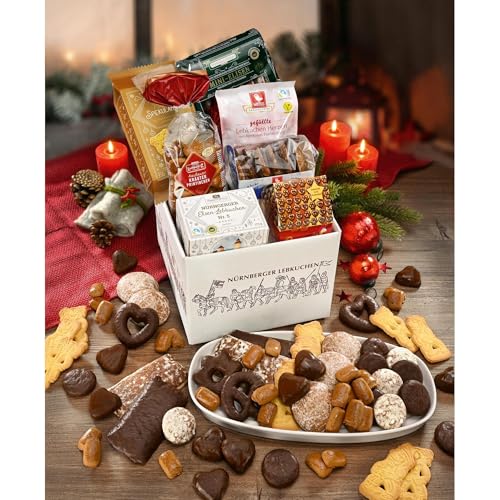 LEBKUCHEN WELT Lebkuchen Paket Süße Versuchung ca. 1.300g Lebkuchen-Paket Weihnachtliche Geschenkbox Geschenkset Lebkuchenmischung Geschenke Gebäckmischung Präsent-Box